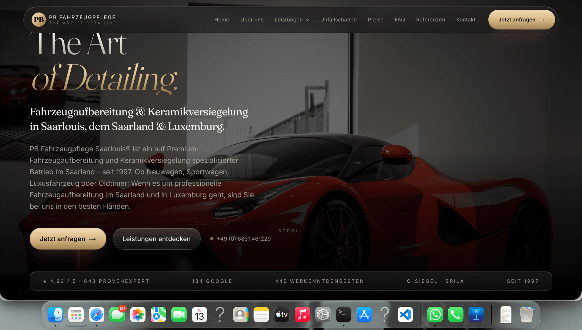 PB Fahrzeugpflege — Website Screenshot