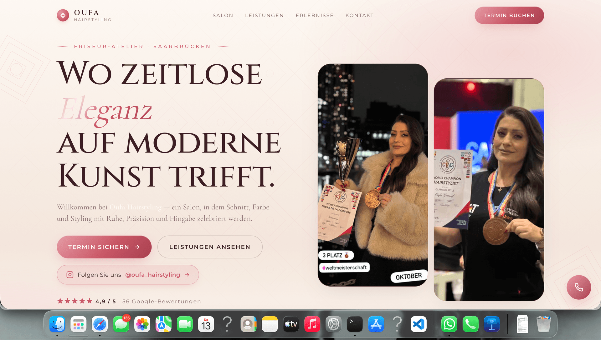 Oufa Hairstyling — Website Screenshot